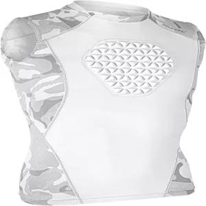 유소년 야구 가슴 보호대 소프트볼 패딩 압축 셔츠 지원 축구 라크로스 하트 흉골 (화이트/카모 )