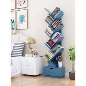 북트리 책꽂이 인테리어 오크 기본 6단 책장 일자 우드 블루 원목