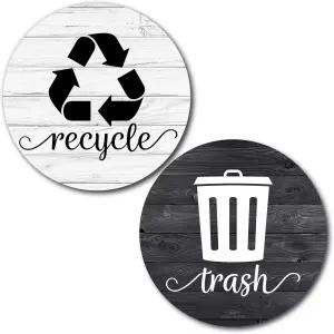 소박한 쓰레기 및 재활용 자석 쓰레기통용 3.5인치 농가 주방 쓰레기통 스티커 접착 4개 포함 미국산 콤보