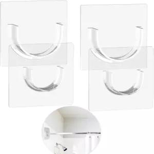 PANKQQ 벽용 4팩 샤워 커튼봉 홀더 강력한 접착력이 있는 샤워봉 텐션 브래킷 드릴링 없음(봉 포함되지