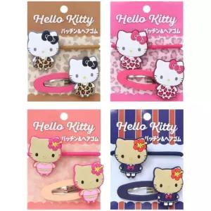 산리오 헬로키티 파칭핀(똑딱핀/머리핀)+헤어고무(고무줄/머리끈)