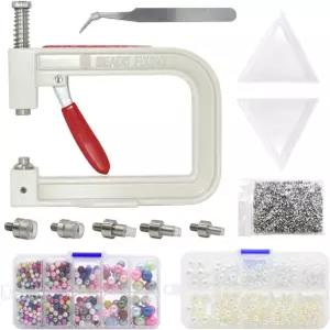 진주 세팅 손 프레스 공작 기계 도구 5가지 크기의 다채로운 구멍이 없는 2박스 원형 구슬과 리벳 스터드