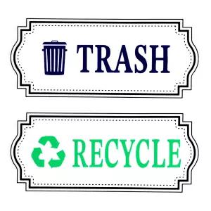 어두운 곳에서 빛나는 2개의 PCS 쓰레기 및 재활용 스티커 쓰레기통 주방 홈 오피스 캐비닛 로고 표지판용