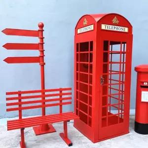 장식 복고풍 야외 촬영 소품 영국 엔틱 레드 공중전화부스