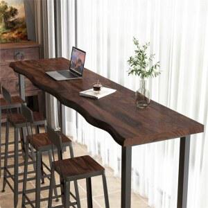 우드슬랩 테이블 엔틱 스텐 카페용 베란다 두께5cm 1800 의자 길이 라운드 바테이블