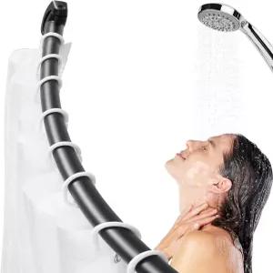 블랙 커브드 샤워 커튼봉 욕실용 48-72인치 조절 가능한 샤워봉 창문용 스테인리스 스틸 방청 장력 더럴