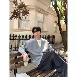 니트 가을 이너 투피스 페이크 남자브이넥니트 코트 브이넥 풀오버 ible3