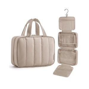 여성용 가방 스마트 여행용 세면도구 가방, 휴대용 걸이식 메이크업 정리함, 방수 화장품 풀사이즈 액세서리, 세면도구, 카멜