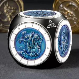 로이스본 7 in 1 유니크 스피너 DND 주사위 세트 D 선물 상자 포함 메탈 및 던전 드래곤 롤 플레이 블랙