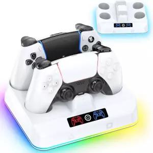 OIVO PS5 컨트롤러 충전소 소니 플레이스테이션 5 듀얼센스/엣지 리모컨과 호환되는 드롭 앤 고 디자인 RGB