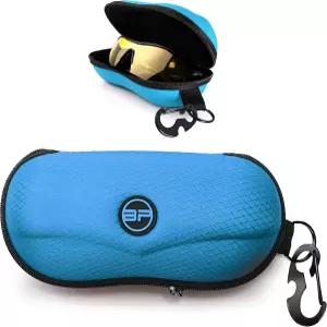 BLUPOND 선글라스 케이스 세미 하드 EVA 쉘 금속 걸이 고리 벨트 클립 보관