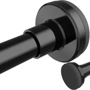 YAUSIC 샤워 커튼봉 26-84인치 1인치 직경 장력 드릴링 없음 욕실용 검은색 샤워봉 스프링 장착 조절 가능