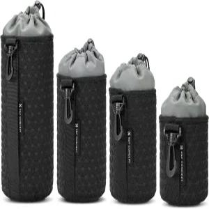 K F 컨셉 4팩 카메라 렌즈 파우치 세트 드로스트링 보호 가방 DSLR SLR 렌즈용 케이스