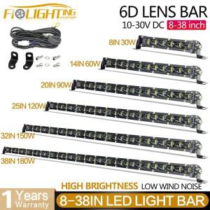 FI-조명 슈퍼 밝은 LED 라이트 바 6D 렌즈 8-38 인치 오프로드 안개 조명 콤보 Lada 트럭 4x4 액세서리 자