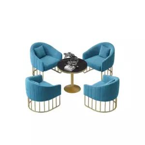벨벳 원형 소파 카페 매장 호텔 만남 현대적 단일 의자 파란색