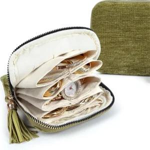 여행용 로토펀 주얼리 정리함 케이스 뱅글 링크 팔찌 보관용 5겹 벨벳 지퍼 파우치 백 엉킴 스크래치 방지