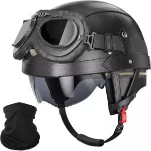 독일 스타일 모터사이클 헬멧 - 고글/바이저 탈착식 안감/이머프 크루저 스쿠터 초퍼 모프드 성인 남성