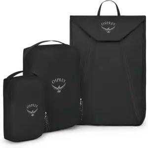 오스프리 초경량 여행 스타터 세트 소형 및 중형 패킹 큐브와 의류 폴더 포함 블랙