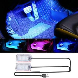LED 자동차 인테리어 분위기 풋 스트립 조명 액세서리 USB 라이터 LED 아이스 블루 라이트 환경 장식 조명