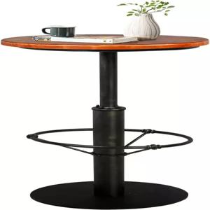 복코릭 42인치 산업용 스타일 농가 바 테이블 둥근 나무 상판 매트 블랙 메탈 베이스