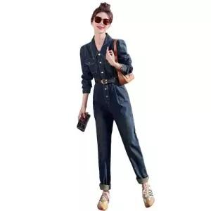 데님 카고 점프슈트 길거리 여유럽 봄가을 여자바지 원템3