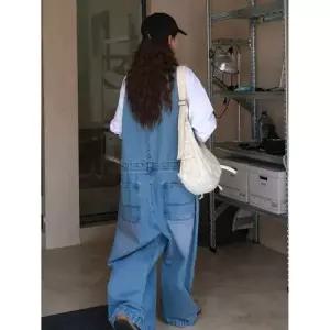 바지 데님 가을 캐주얼 루푸 와이드핏 점프슈트 워싱 여자바지 스타일 오버롤 원템3