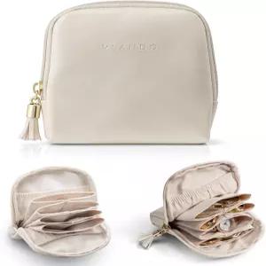 VLANDO 작은 여행용 주얼리 케이스 여성용 결혼 선물 지퍼가 달린 파우치 가방 팔찌 반지용 벨벳 정리함