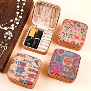 [보리별] 엔틱 보석함 지퍼 휴대용 미니 케이스 반지 목걸이 주얼리 귀금속 트레이 보관함