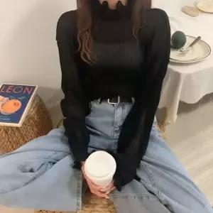 반폴라 데일리 퍼프소매 주름 블라우스