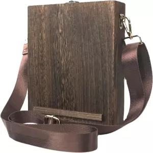 작가 메신저 나무 상자 가방 - 수제 레트로 크로스바디 스케치 도구 브러시 펜 및 야외 페인팅을 위한