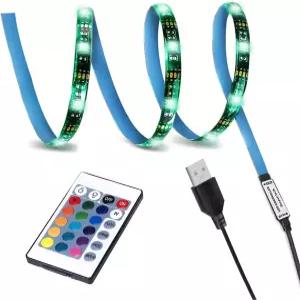 SMY USB LED 스트립 조명 TV 백라이트 RGB 멀티 컬러 라이트 키트 방수 IP65 무선 리모컨 포함 30LED