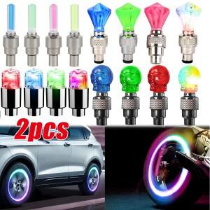 배터리  자전거 스포크 LED 휠 조명 타이어 밸브 캡 MTB 자전거 모토 LED 라이트 자전거 액세서리