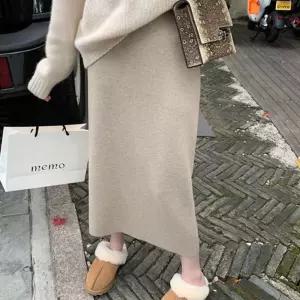 롱 치마 니트 울 클래식 겨울 밴딩