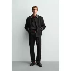 ZARA AARON LEVINE X ZARA 레더 콤비 재킷 - 블랙 {QHJ}