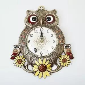 퍼블릭아트 델로이 엔틱 썬플라워 부엉이 벽시계
