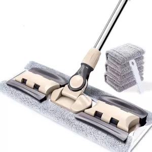 ZOZOFO 다용도 클립형 막대걸레+극세사 리필4매 밀대 세트 커피색