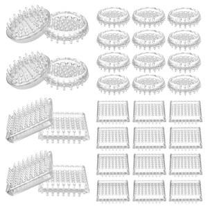 JJUNW 32Pc 카펫 프로텍터, 스파이크 플라스틱 캐스터 컵 투명 원형 및 사각 가구 의자, 테이블, 소파, 책장 가구용