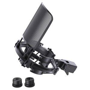 [미국배송] AT2020 마이크 충격 마운트 메탈 팝 필터 [오디오 테크니카 맞춤 제작] 방진 서스펜션 마운트 홀더 클립 AT2020USB+ AT2035 ATR2050 AT3035 AT3060과 호환됨