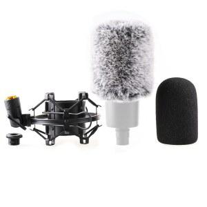 [미국배송] ZRAMO AT2020 쇼크 마운트 - 마이크 마운트로 진동 소음을 줄이고 오디오 테크니카 AT2020USB+ AT2035의 녹음 품질 향상 ATR2500용 퍼지 팝 필터 및 스펀지 포함