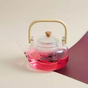 대나무 손잡이 유리 다관 차주전자 800ml 다기 유리다관 티포트 다기세트 다도구 차도구