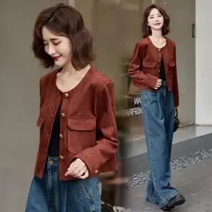 호크아이 여자 가을 데일리룩 사파리 점퍼 야상 기장감 스웨이드 코트 숏 KUK3