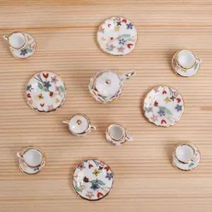 엔틱한 도자기 미니어처 미니 티포트 커피잔 소서 티포트커피잔미니어처 미니어처주전자컵