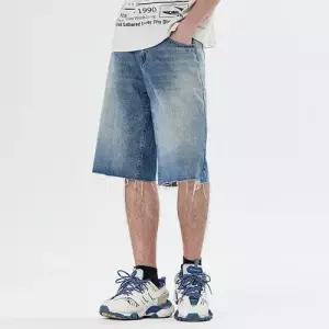 호크아이 팬츠 데님 빈티지 캐주얼 남성용 워싱 반바지 트리밍 슬림핏 청반바지 데일리룩 6부 KUK1