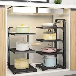 스틸 프레임 후라이팬정리대 2단 3단 4단 냄비거치대 냄비뚜껑거치대 주방서랍정리함 주방수납
