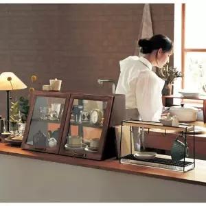 그릇 장식장 우드쇼케이스 주방 빈티지 원목 옛날찬장 카페 레이어 찻장 거실