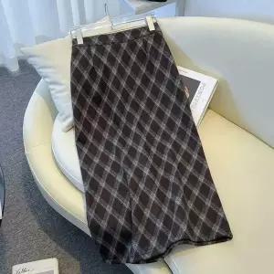 여사친 스커트 모직 빈티지 A라인 체크 정장 원픽1