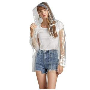 프리밀리 여성 클리어 레인코트 방수 레인 재킷 코트와 탈부착 가능한 후드