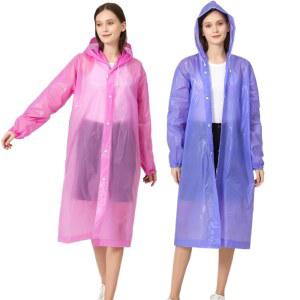 루이시 레인 폰초스 여성용 및 남성용 재사용 가능한 레인코트 2팩 후드가 달린 경량 레인웨어 재킷