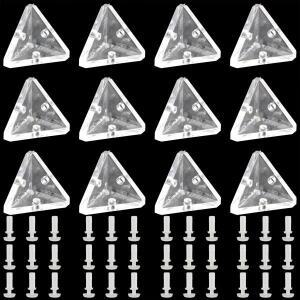 반투명 나사 포함 아크릴 코너 브래킷 3 홀 직각 조인트 브레이스 12개