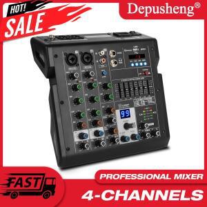 4채널 오디오 믹서 인터페이스 Bluetooth USB 녹음 전자 48V 팬텀 파워 효과 홈 스튜디오 라이브 스팀